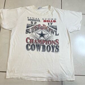Dallas Cowboys Buffalo Bills Vintage 1992 Super Bowl XXVII Champions XL T Shirt